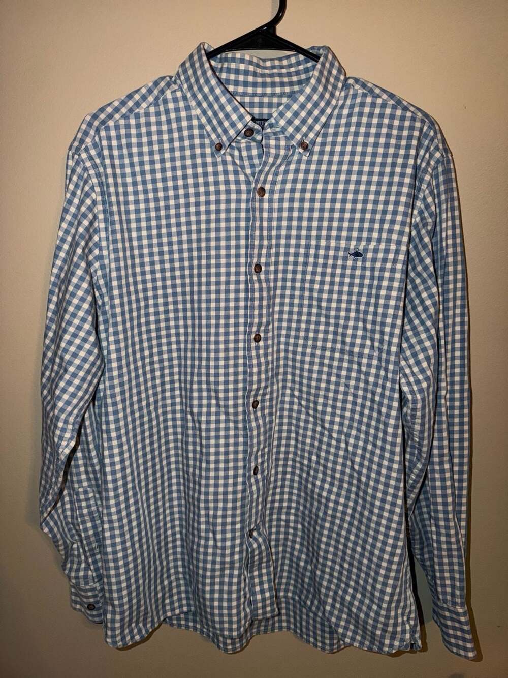Fish Hippie Solace Collection Blue Gingham Button Down Shirt Size Large